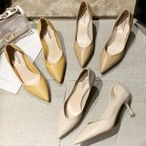 Stiletto Veelzijdige Dames Sngle Schoenen Puntschoen Pump Hoge Hakken  Maat: 34 (Beige)