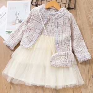 Girls Little Fragrance Princess Dress Three-piece Suit (Color:White Size:110)