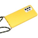 For Samsung Galaxy A52 5G / 4G Wheat Straw Material + TPU Protective Case with Lanyard(Yellow)
