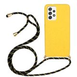 For Samsung Galaxy A52 5G / 4G Wheat Straw Material + TPU Protective Case with Lanyard(Yellow)