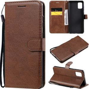 For Samsung Galaxy A31 Solid Color Horizontal Flip Protective Leather Case with Holder & Card Slots & Wallet & Photo Frame & Lanyard(Brown)