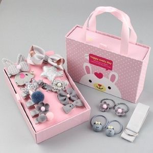 54 PCS / 3 Sets Baby Hair Accessories Girls Hairpin Hair Ring Boxed(Gray)