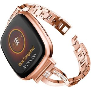 Voor Fitbit Versa 4 / Sense 2 Universal Diamond Metal Watch Band (Rose Gold)