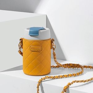 Diller MLH8991 360ml Chain Leather Case Thermos Cup(Yellow)