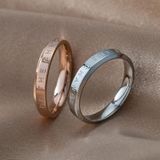 3 PCS Fashion Simple Narrow BE THECHANGE Ring Electroplated 18k Titanium Steel Couple Ring  Size: 9 US Size(Rose Gold)