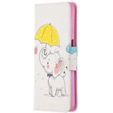 Voor Samsung Galaxy A32 gekleurde tekening patroon horizontale flip lederen geval met houder & kaart slots & portemonnee (paraplu olifant)