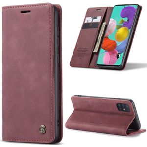 For Galaxy A51 CaseMe Multifunctional Horizontal Flip Leather Case  with Card Slot & Holder & Wallet(Wine Red)