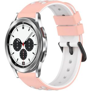 Voor Samsung Galaxy Watch4 Classic 42 mm 20 mm tweekleurige poreuze siliconen horlogeband (roze + wit)