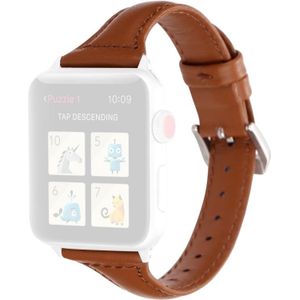 Small Waist Leather Replacement Watchbands For Apple Watch Series 6 & SE & 5 & 4 40mm / 3 & 2 & 1 38mm(Brown)