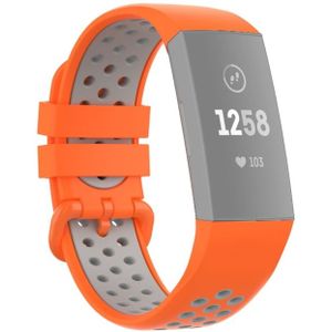 For Fitbit Charge 4 / Charge 3 / Charge 3 SE Watch Button Two Colors Silicone Replacement Strap Watchband(Orange Grey)
