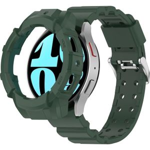Voor Samsung Galaxy Watch 6 44 mm Armor siliconen horlogeband + horlogekastset