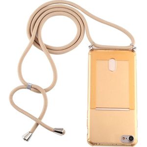 For iPhone 6s / 6 Transparent TPU Protective Case with Lanyard & Card Slot(Gold)