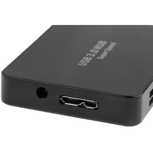 CR-H302 Mirror Surface 4 Ports USB 3.0 Super Speed 5Gbps HUB + 60cm USB 3.0 Transmission Cable(Black)