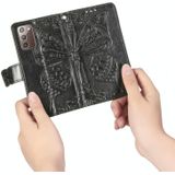 For Samsung Galaxy Note 20 Ultra Butterfly Love Flower Embossed Horizontal Flip Leather Case with Bracket / Card Slot / Wallet / Lanyard(Black)