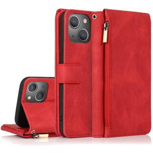 Skin-Feel Crazy Horse Textuur Zipper Portemonnee Bag Horizontale Flip Lederen Case met Houder & Kaart Slots & Wallet & Lanyard voor iPhone 13 Mini
