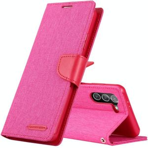 For Samsung Galaxy S21+ 5G GOOSPERY CANVAS DIARY Canvas Texture Horizontal Flip PU Leather Case with Holder & Card Slots & Wallet(Pink)