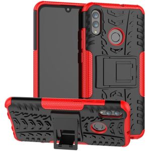 Tire Texture TPU+PC Shockproof Case for Huawei Honor 10 Lite / P Smart (2019)  with Holder(Red)