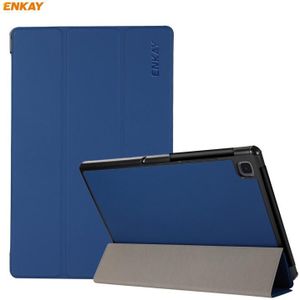 For Samsung Galaxy Tab A7 10.4 2020 T500 / T505 ENKAY 3-folding Skin Texture Horizontal Flip PU Leather + PC Smart Case with Holder(Dark Blue)