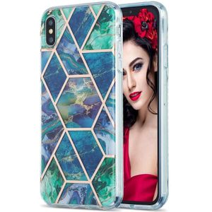 3D Electroplating Marble Pattern TPU Protective Case For iPhone XS Max(Dark Green)