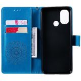 For OnePlus Nord N100 Sun Embossing Pattern Horizontal Flip Leather Case with Card Slot & Holder & Wallet & Lanyard(Blue)