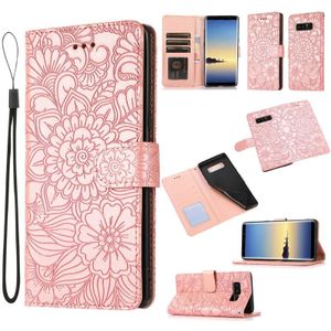 For Samsung Galaxy Note8 Skin Feel Embossed Sunflower Horizontal Flip Leather Case with Holder & Card Slots & Wallet & Lanyard(Rose Gold)