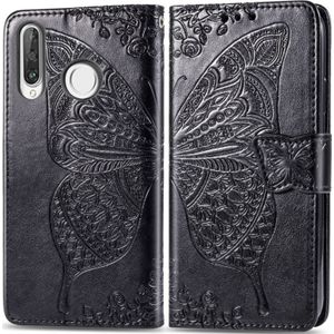 Butterfly Love Flowers Embossing Horizontal Flip Leather Case for Huawei P30 Lite / Nova 4e  with Holder & Card Slots & Wallet & Lanyard (Black)