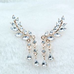 Women Tassel Wing Style Drop Earrings Fashion Cubic Jewelry(Golden color)
