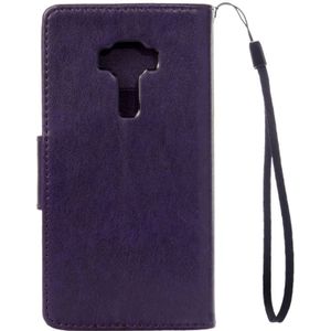 For Asus ZenFone 3 / ZE552KL Pressed Flowers Pattern Leather Case with Holder & Card Slots & Wallet(Purple)
