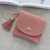 Fashion Women Wallet Short Leather Mini Casual ID Card Holders Bags Ladies Coin Clutch Tassel Bag(dark pink)