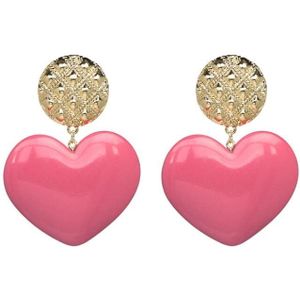 Peach Heart Earrings Retro Series Acrylic Stud Earrings for Women(Red pink)