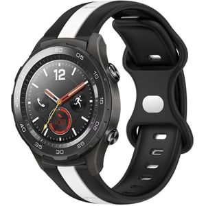 Voor Huawei Watch 2 20 mm vlindergesp tweekleurige siliconen horlogeband (zwart + wit)