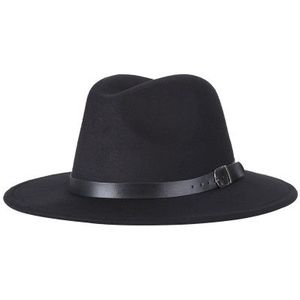 Men Fedoras Women Jazz Hat Black Woolen Blend Cap Outdoor Casual Hat(Black)