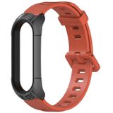 For Xiaomi Mi Band 6 / 5 / 4 / 3 Mijobs Flat Hole Silicone Watch Band  Style:TF Case(Orange+Black)