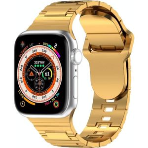 Voor Apple Watch 38 mm vierkante gesp Armor Style siliconen horlogeband (goud verguld)