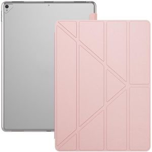 Multi-vouwen TPU Back Flip Leather Smart Tablet Case voor iPad Pro 12.9 inch 2015/2017 (Rose Gold)