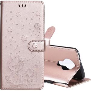 For Nokia 3.4 Cat Bee Embossing Pattern Shockproof Horizontal Flip Leather Case with Holder & Card Slots & Wallet(Rose Gold)