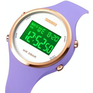 SKMEI 1720 Round Dial LED Digital Display Luminous Silicone Strap Electronic Watch(Purple)