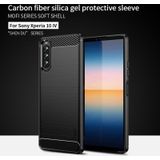 Voor Sony Xperia 10 IV Mofi Gentles -serie geborstelde textuur Koolstofvezel Zachte TPU -behuizing