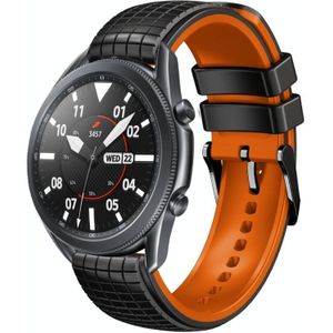 Voor Samsung Galaxy Watch3 45 mm 22 mm mesh twee kleuren siliconen horlogeband (oranje zwart)