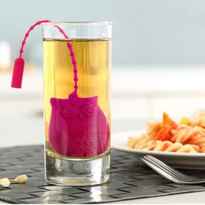 2PCS Creative Cute Owl Tea Strainer Tea Bags  Food Grade Silicone Tea Infuser Filter(Rose Red)