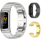Voor FitBit Charge5 Mijobs Bamboo Rietless Steel Metal Watch Band (Silver)