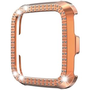 For Fitbit versa / versa lite PC Double-Row Diamond-Encrusted Protective Shell(Rose Gold)