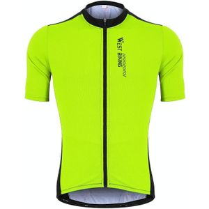 WEST BIKING YP0206163 Summer Polyester Mesh Breathable Sunscreen Cycling Jersey Zipper Sports Short Sleeve Top for Men (Color:Green Size:XL)