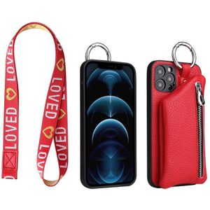 Voor iPhone 11 Pro Afneembare Portemonnee met ritssluiting en Lanyard