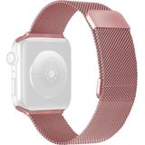 Dubbele sectie Milanese Magnetische elasticiteitsvervanging Strap horlogeband voor Apple Watch Series 6 & SE & 5 & 4 44mm / 3 & 2 & 1 42mm (Rose Pink)