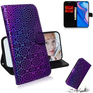 For Huawei P Smart Z/Y9 Prime 2019 Solid Color Colorful Magnetic Buckle Horizontal Flip PU Leather Case with Holder & Card Slots & Wallet & Lanyard(Purple)