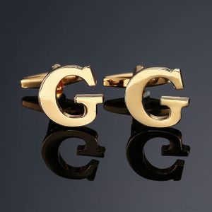 1 pair gold letters A-Z name Cufflinks men French shirt Cufflinks(G)