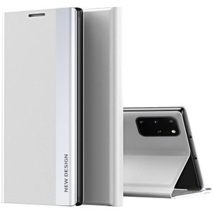 For Samsung Galaxy S20 Plus Side Electroplated Magnetic Ultra-Thin Horizontal Flip Leather Case with Holder(Silver)