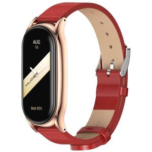 Voor Xiaomi Mi Band 8 Mijobs Plus Case Microfiber PU lederen horlogeband (rood rosé goud)