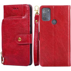 For Motorola Moto G50 Zipper Bag PU + TPU Horizontal Flip Leather Case with Holder & Card Slot & Wallet & Lanyard(Red)